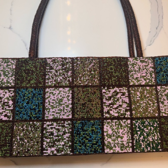 Vintage Beaded Block Pattern Shoulder Bag - Picture 3 of 9